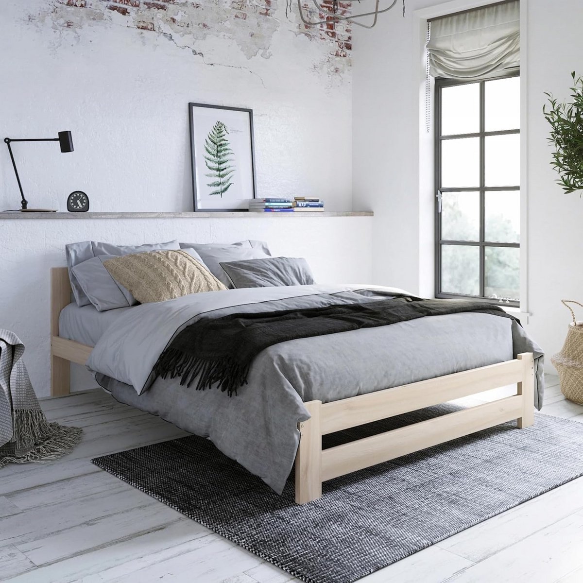 Houten Bed - Massief Grenen - Comfortabel Slapen - Robuust Lattenframe - 120 x 200 - Naturel