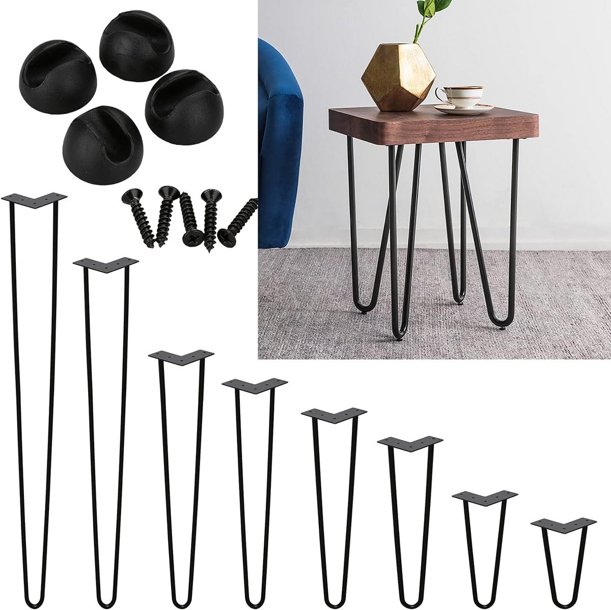 Tafelpoten set - Haarspeld poten - Meubels maken - Hoge draagkracht - 45 cm - Zwart
