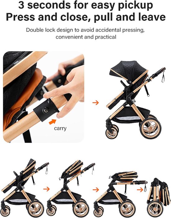 3-in-1 Kinderwagen - Combi kinderwagen - Baby vervoeren - Aluminium frame - Tot 25 kg - Roze — afbeelding 2