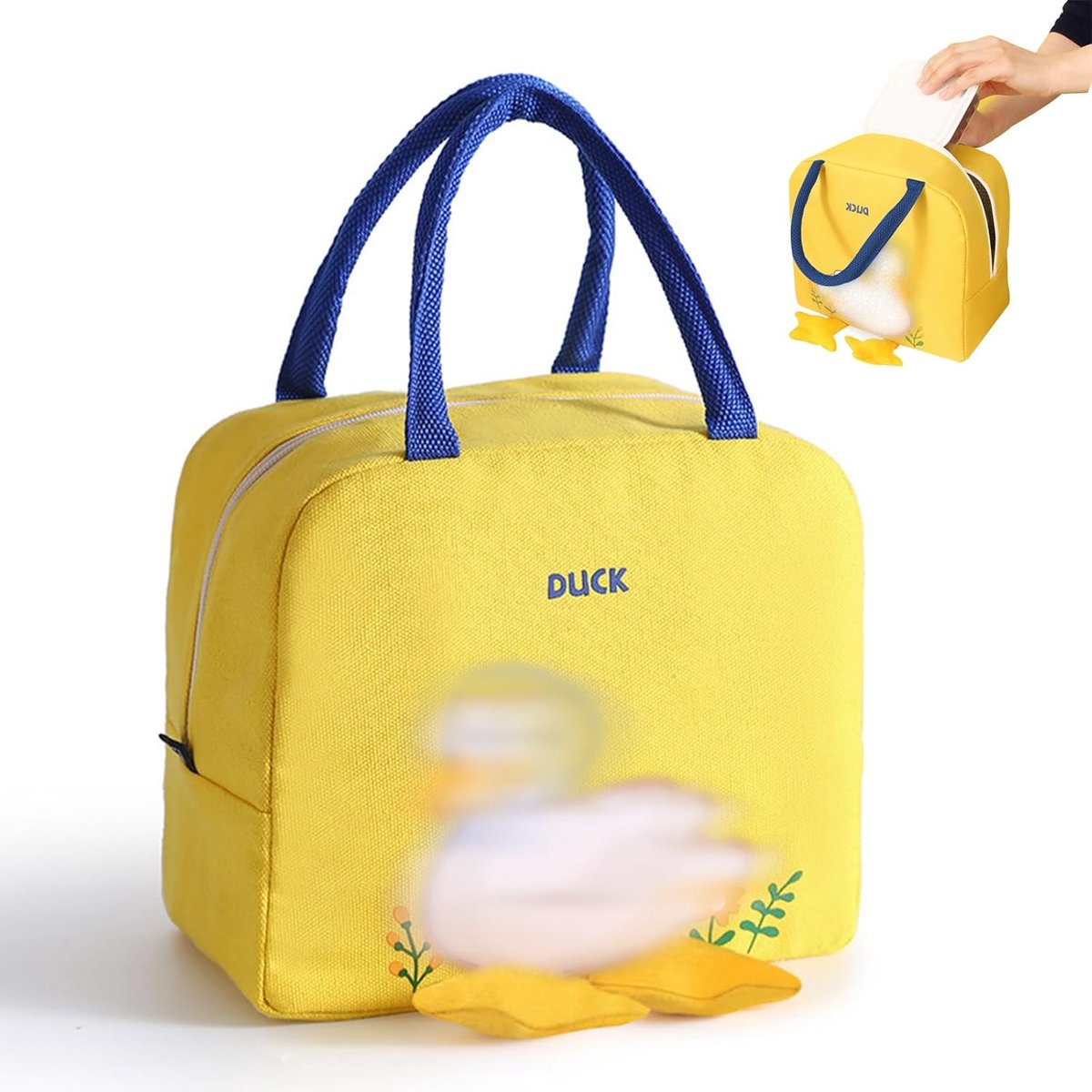 Geïsoleerde lunchtas - Koeltas lunch - Lunch bewaren - Schattig eendjesontwerp - 23 x 20 x 11 cm - Geel