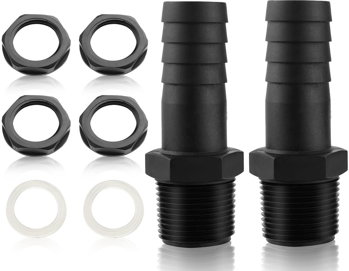 Dailygoods- Tankdoorvoer Set van 2 - 1 Inch Regenton Connector - PVC Slangmondstuk - Overloopaansluiting - Hoogwaardig Materiaal - Duurzaam en Temperatuurbestendig - Regentonconnector