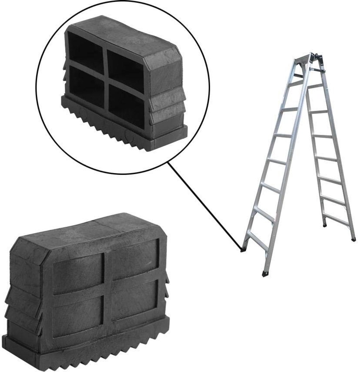 Dailygoods- Trapvoet Antislip Vervanging - Rubber - Ladder Voetjes - 2 Stuks - 6 x 4.5 x 2.2cm - Duurzaam en Veilig - Laddervoetjes