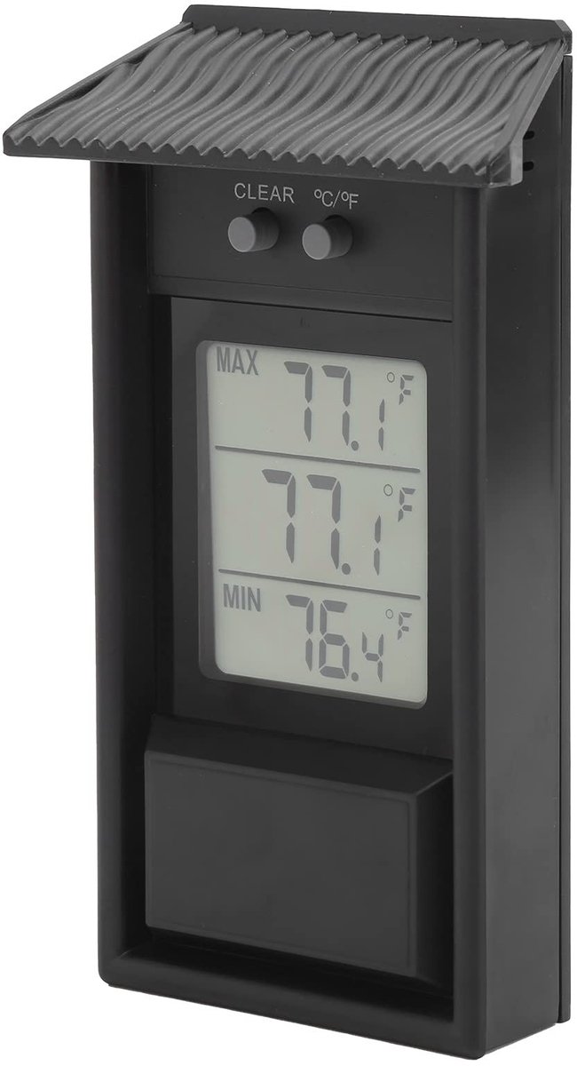 Dailygoods - Digitale Thermometer - Waterdichte Temperatuurmeter - Voor Tuin en Kas - Buiten - Nauwkeurige Metingen - Geschikt voor Buitengebruik - Zwart
