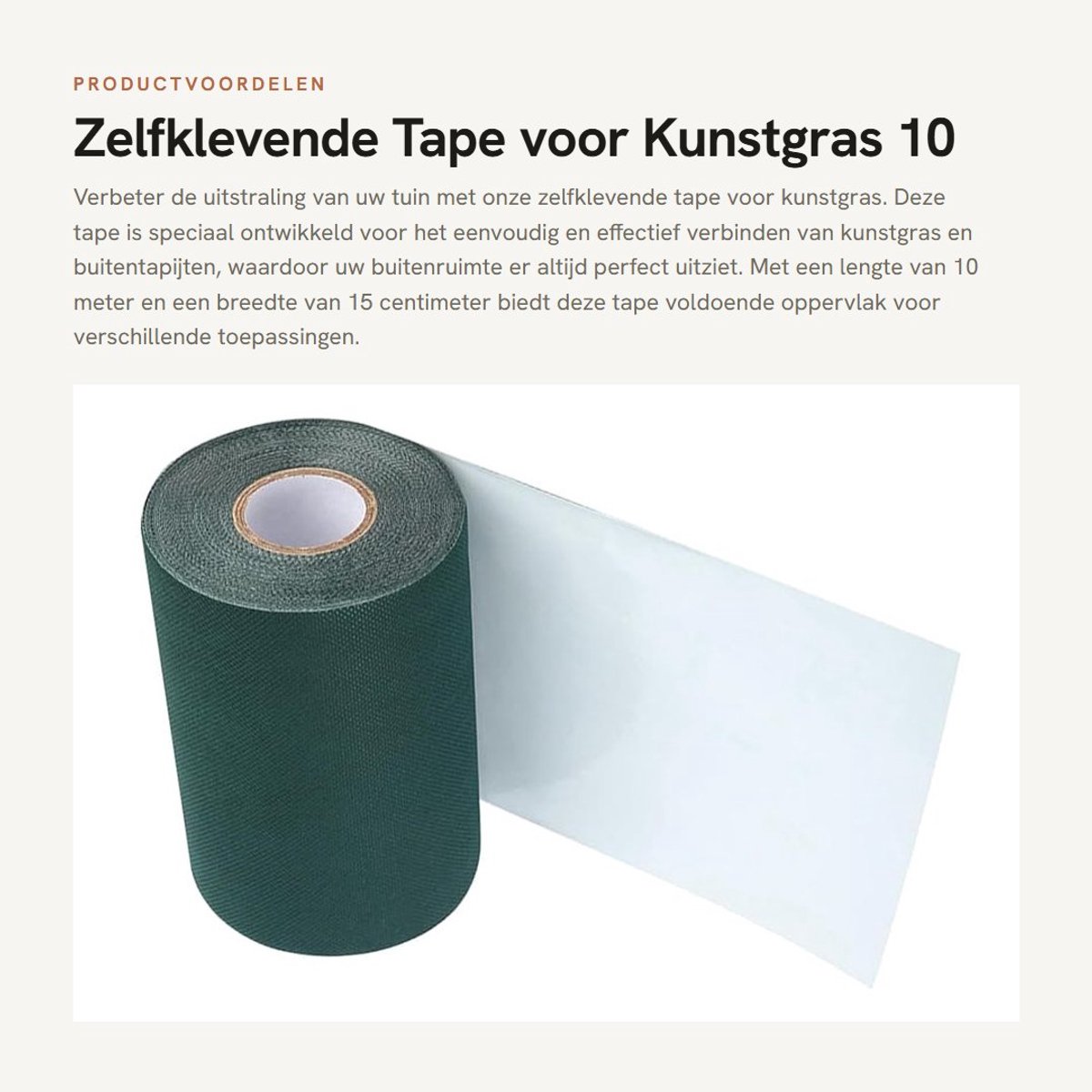 Dailygoods- Tape 10 m x 15 cm - Zelfklevend - Kunstgras - Buiten - Hoge hechting - Weerbestendig - Duurzaam materiaal - Grasband