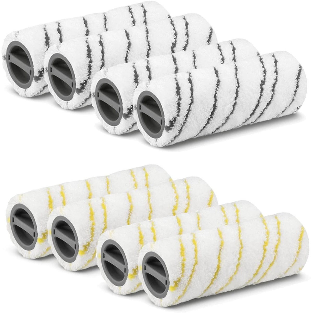 Dailygoods - Microvezelrolset - Harde vloerreiniger - Hoogwaardige microvezel - Geel en grijs - Pluisvrij - Machinewasbaar - Geschikt voor Kärcher FC7...