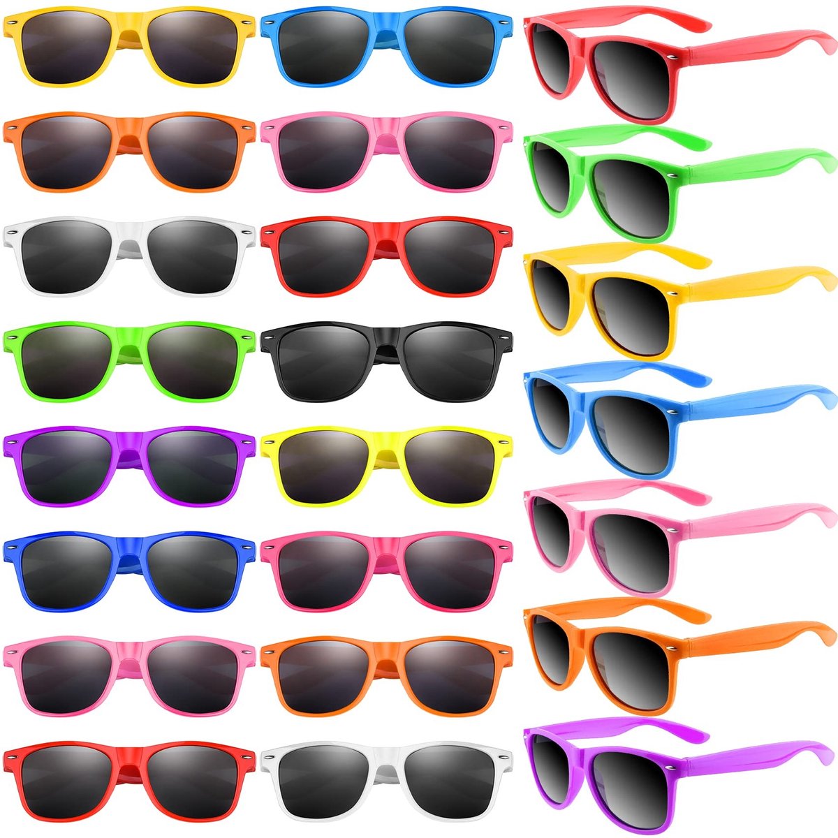 Dailygoods- Zonnebril Feest - 48 Stuks Neon Kleuren - Duurzaam Kunststof - Goody Bag Vulstoffen - Verjaardagsfeest - Strand/ZWEMBAD Decoraties - Feestzonnebril