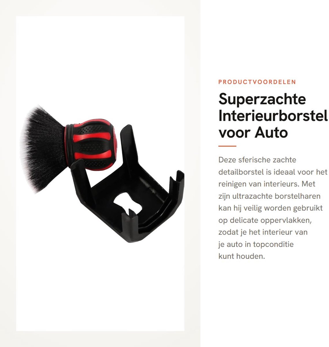 Dailygoods- Interieurborstel Superzacht - Autodetailborstel - Flexibel - Bolvormig ontwerp - Veilig voor interieurmaterialen - Geschikt voor nauwe openingen