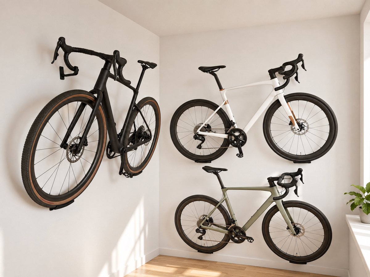 T3D Fiets Wandhouder - Geschikt voor 50mm band 3-delige Set - Band en Stuurhouder - Zwart