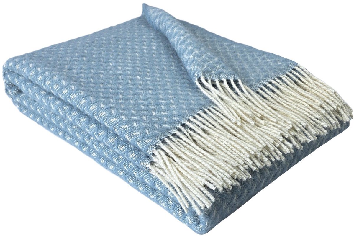 WOOOL Plaid - NORD (Lichtblauw) - 140x200cm - 100% Wol - 350gm/2