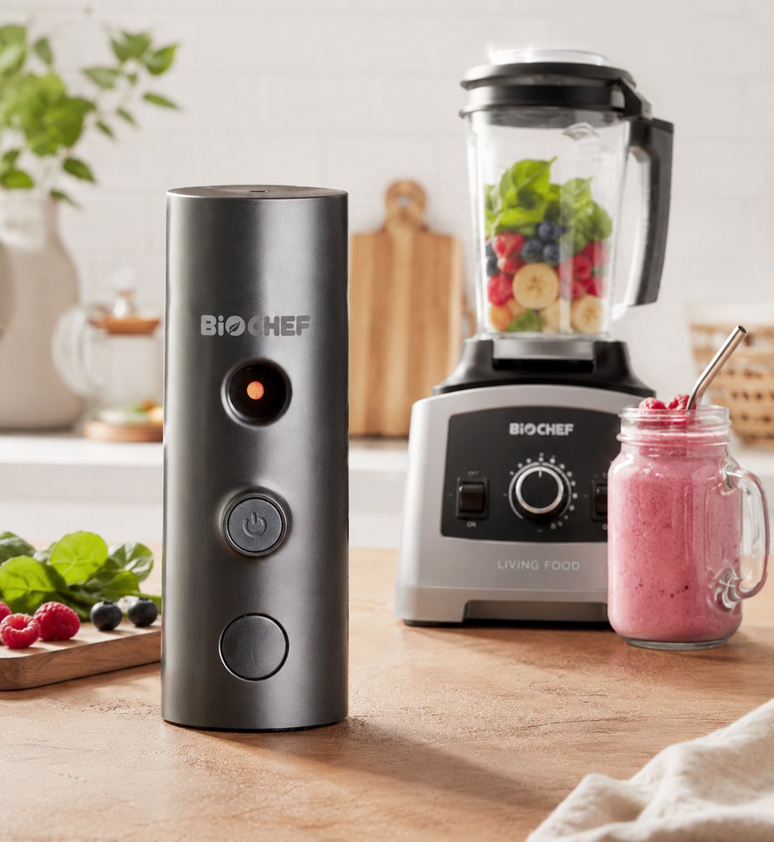BioChef Vacuüm Meng Accessoire - Geschikt voor Living Food Blender - Minder Oxidatie - Zwart