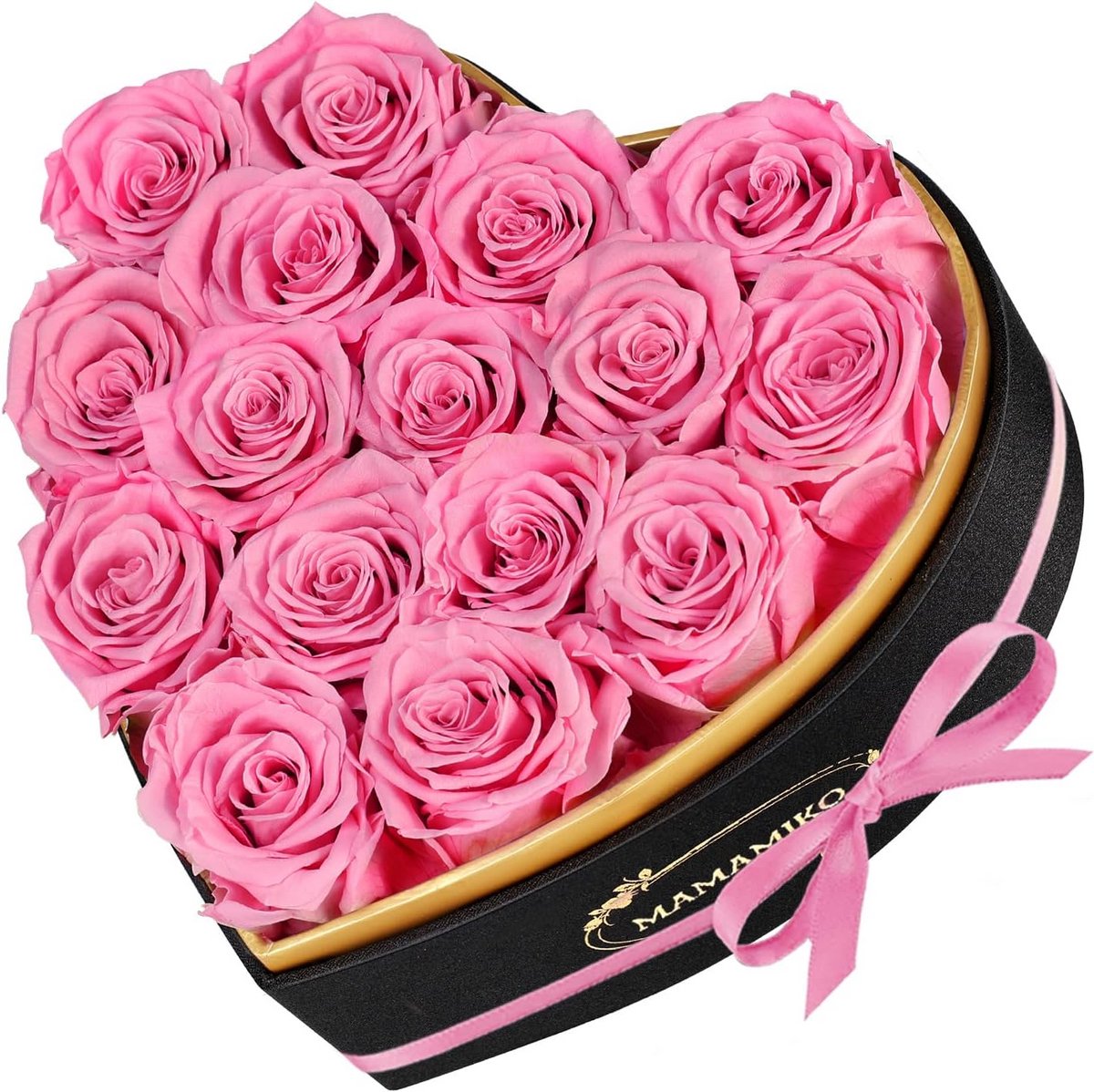 Eeuwige Roos - Gestabiliseerde Bloemen - Cadeau Geven - Hartvormige Doos - 16 Rozen - Roze