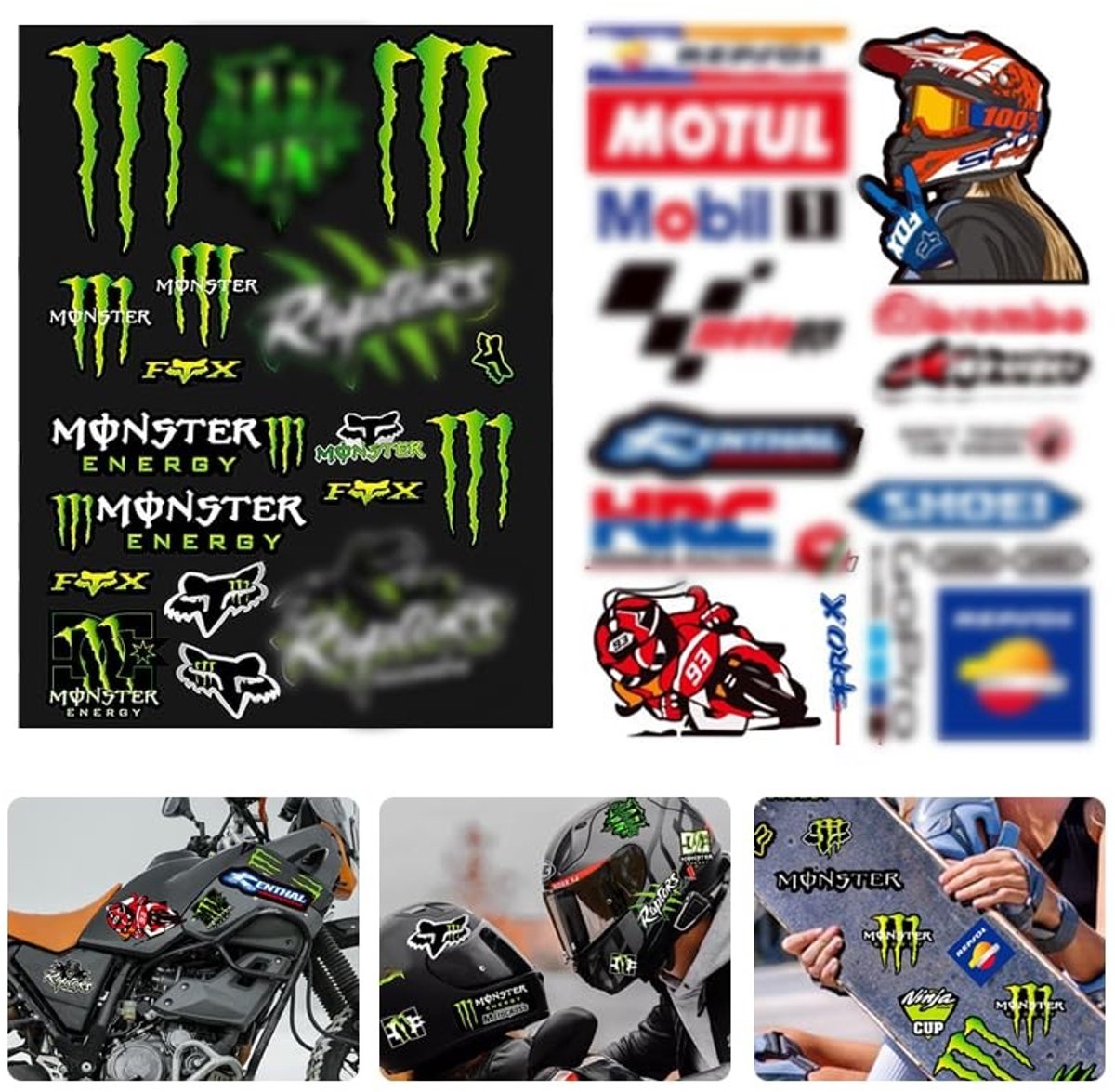 Dailygoods- Fietsstickers Geschikt voor motorfietsen - Stickers voor fiets - Stickers voor motorhelmen - Decoraties voor kinderen - Coole stickers - Unieke stijl - Motorstickers