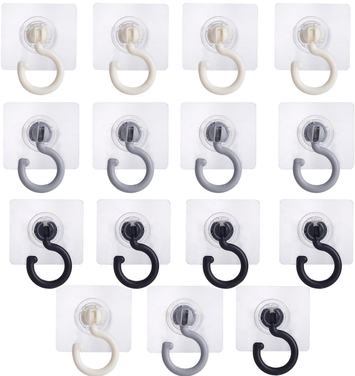 Dailygoods- Handdoekhaken 15 Stuks - Zelfklevend - 360 Graden Draaibaar - Hoogwaardig Plastic - Voor Badkamer/Keuken - Makkelijk Schoon te Maken - Haak