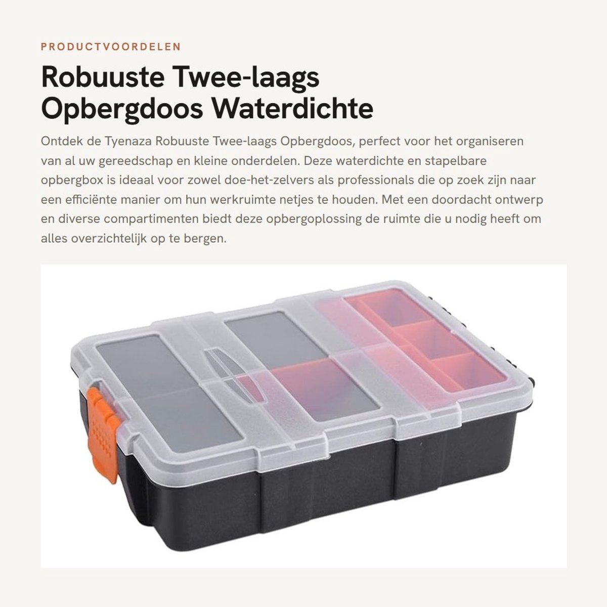 Dailygoods- Opbergdoos Waterdicht - Opbergdoos met Deksel - Opbergdoos met Compartimenten - Opbergdoos voor Gereedschap - Opbergdoos voor Kleine Onderdelen - Afmetingen 22x15,5x6 cm - Opbergbox