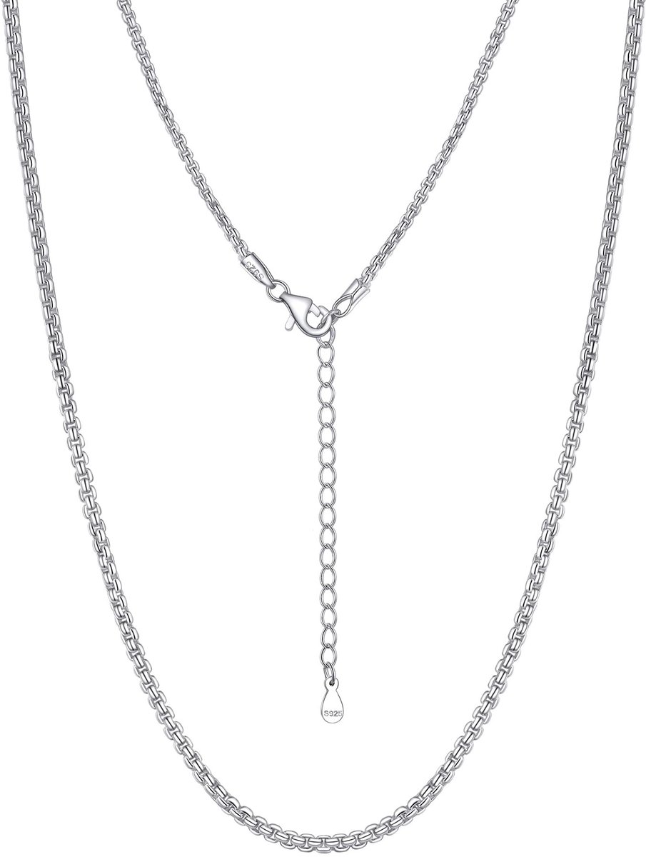 Dailygoods- Halsketting 925 Zilver - Fijne Schakelketting - Vierkante Schakels - Lengte 41/46/51/55/61 cm - Duurzaam en Comfortabel - Sieraden