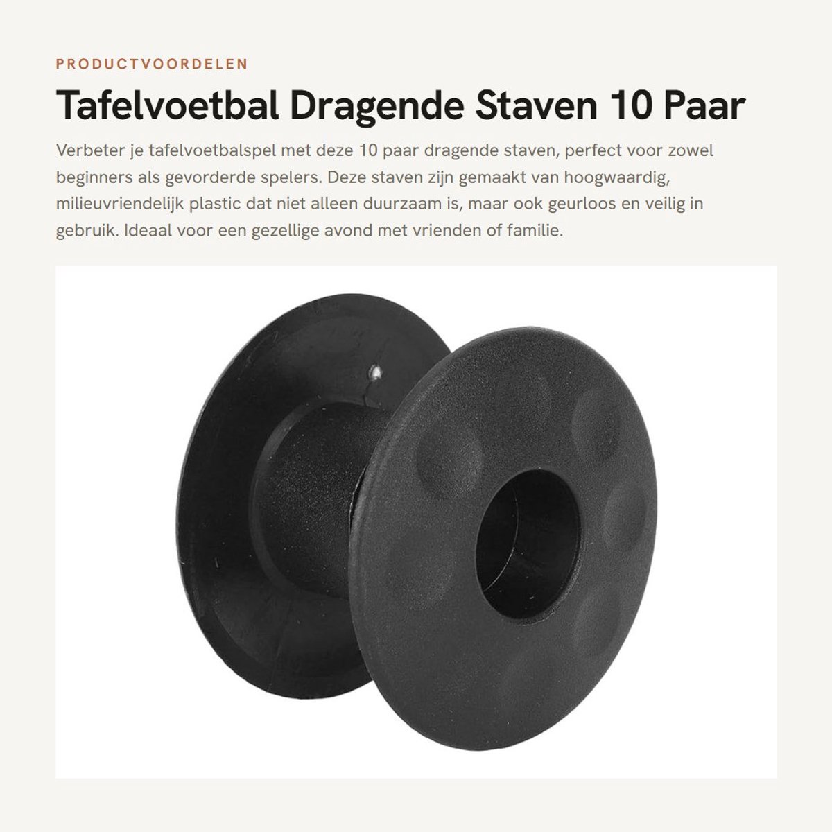 Dailygoods- Tafelvoetbal Dragende Staven - 10 Paar - Hoogwaardig Milieuvriendelijk Plastic - Schroefdraadstructuur - Duurzaam - Eenvoudig in Gebruik - Tafelvoetbalstangen