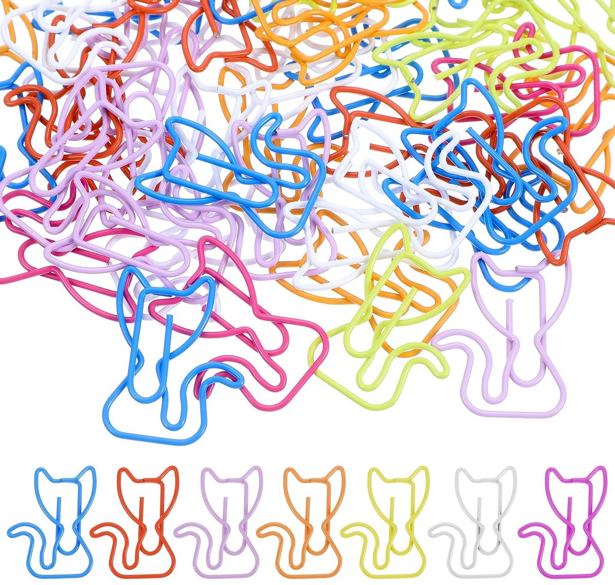 Dailygoods- Paperclips Dieren 50 Stuks - Kantoor Benodigdheden - 7 Kleuren - Hoogwaardig Ijzer - 3 x 2,5 cm - Geschikt Voor Thuis - Kantoorbenodigdheden
