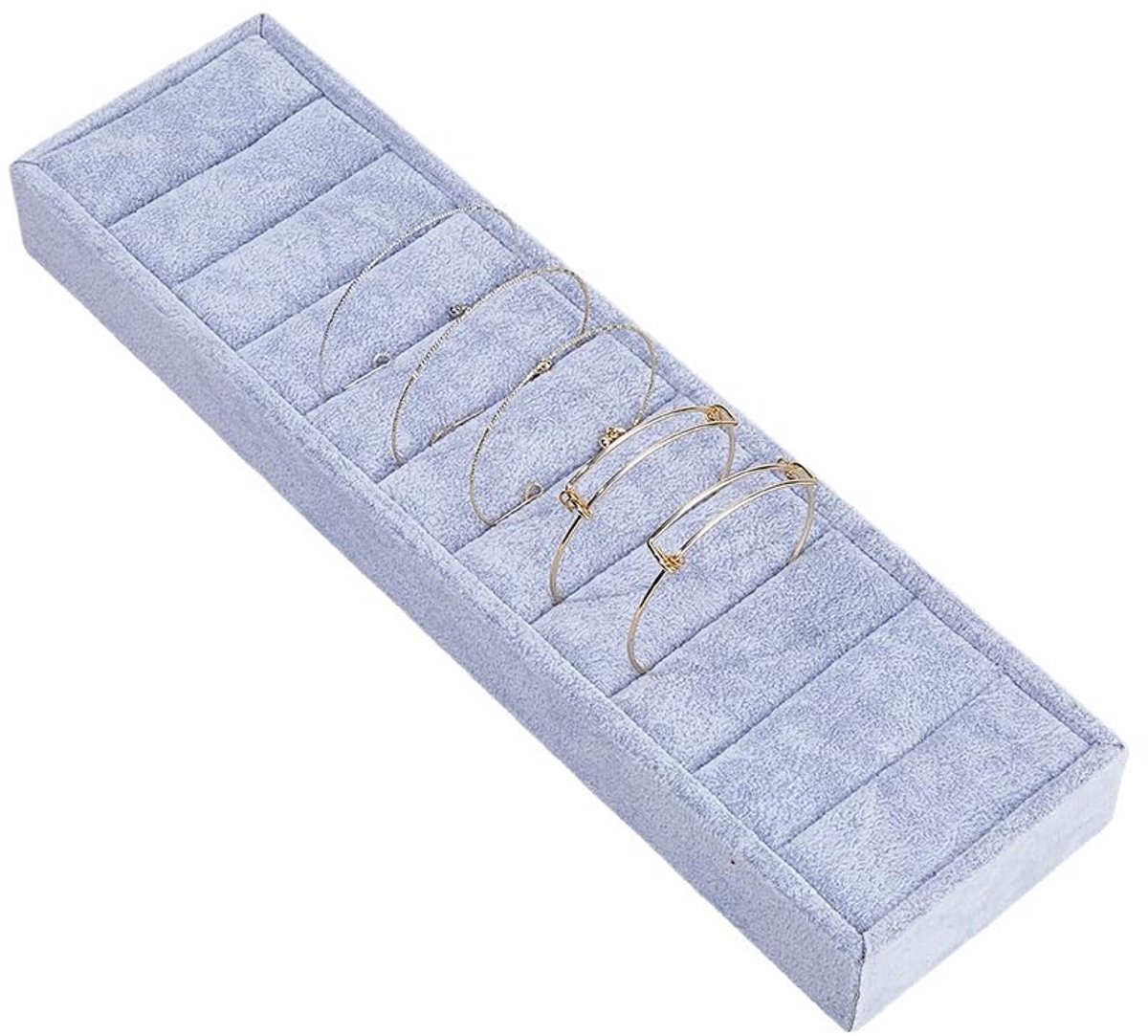 Dailygoods- Sieraden Organizer 10-Slot - Armband Display - Ring Organizer - Lichtgrijs Fluwelen Oppervlak - Compact Ontwerp - Zacht en Beschermend - Sieradenopslag