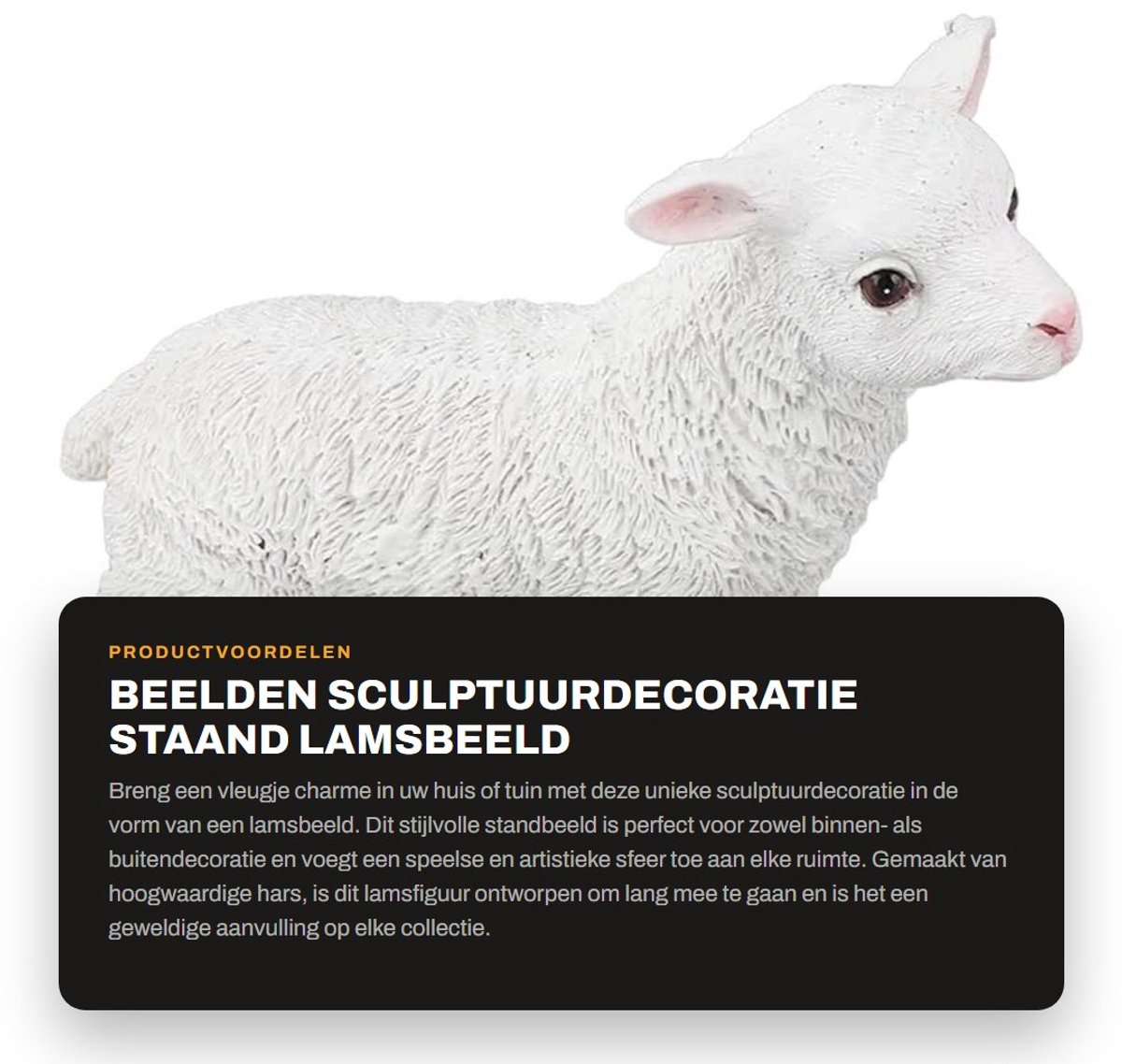 Dailygoods- Lamsbeeld decoratie - Beelden - Sculptuur - Lamsfiguur - Staand - Voor binnen/buiten - Beeld