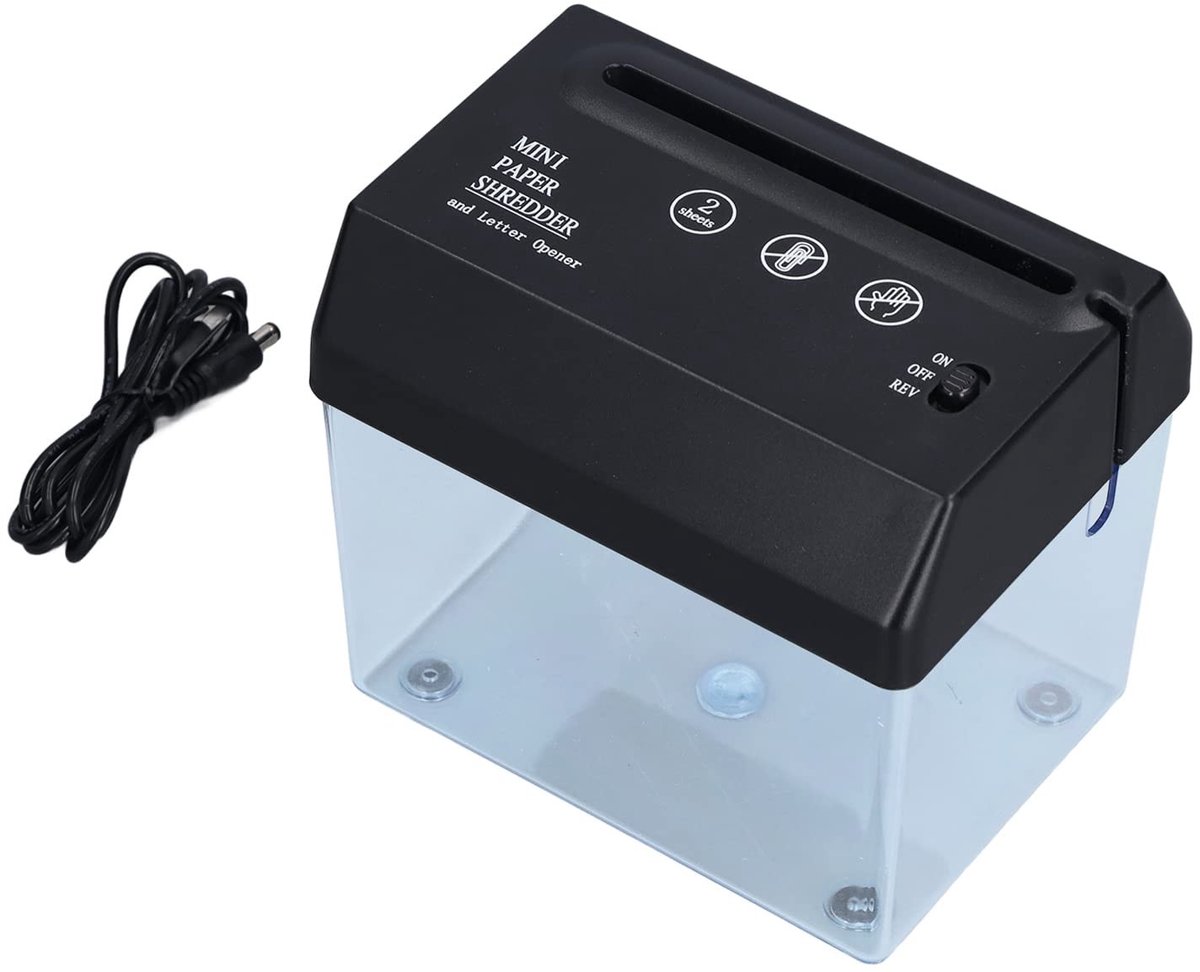 Dailygoods - Mini-papierversnipperaar - Elektrische papiersnijder - Draagbaar - A6 formaat - Voor kantoor en school - Handige snijder voor papier
