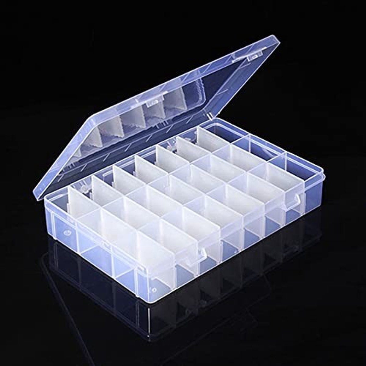 Dailygoods Opbergdoos Elektronische Componenten - 24 Compartimenten - Transparant - Handig voor knutselen en hobby's - Voor kleine on...