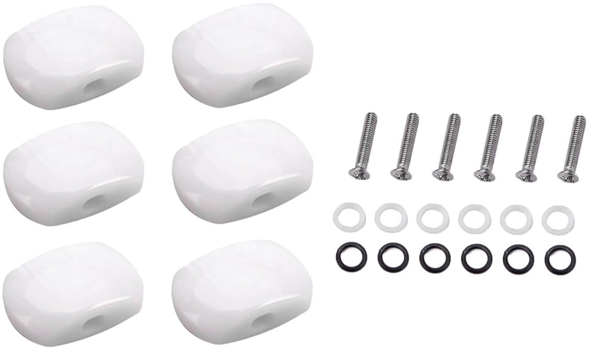Dailygoods - Gitaarstemknoppen - Witte Parel - Upgrade voor Gitaar - Ovale Vorm - Vervangingsknoppen - Inclusief Schroeven - Geschikt voor Elektrische...