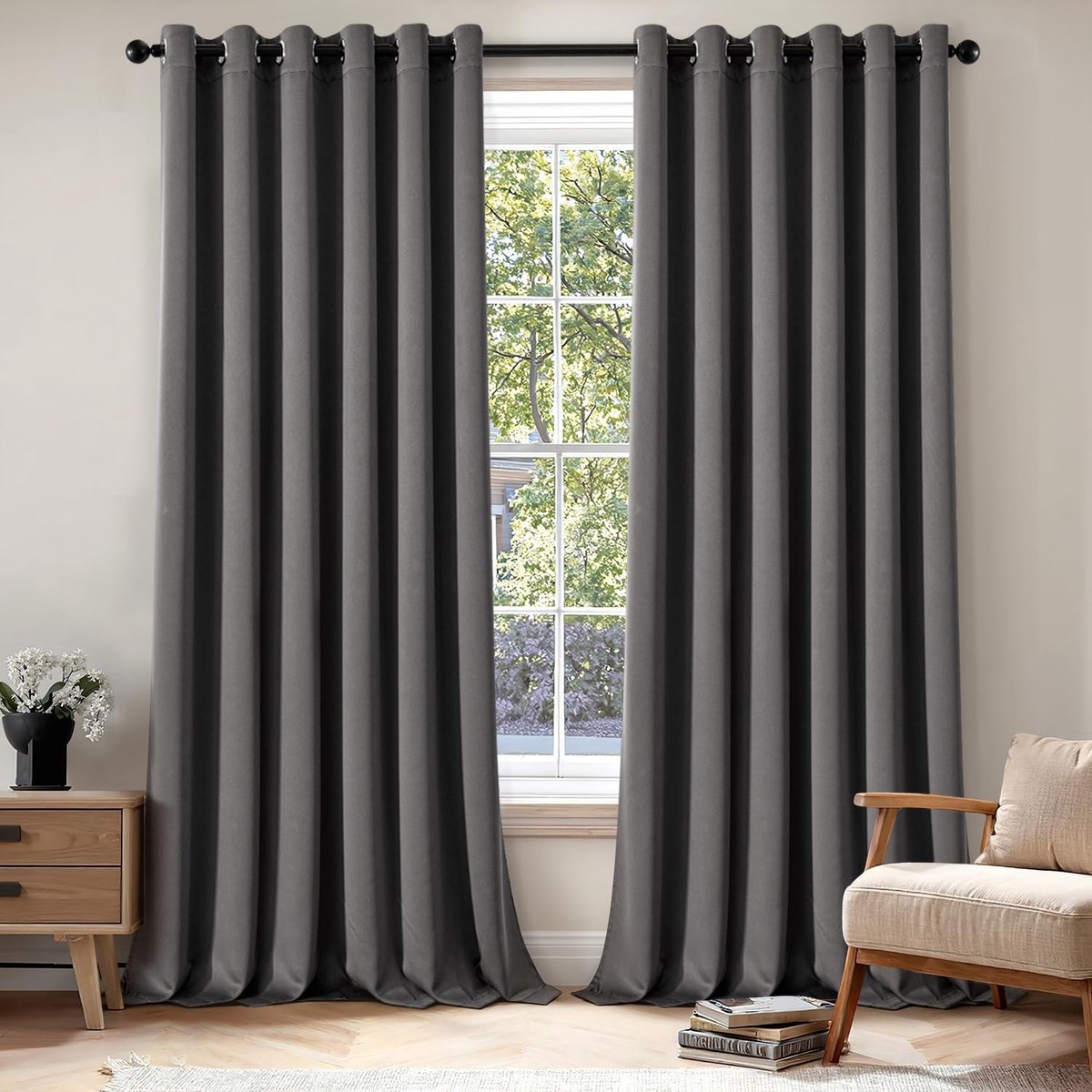 Dailygoods- Verduisteringsgordijnen Set van 2 - Decoratieve Gordijnen - Oogjes - Duurzaam - Lichtdicht - Machinewasbaar tot 597 °C
