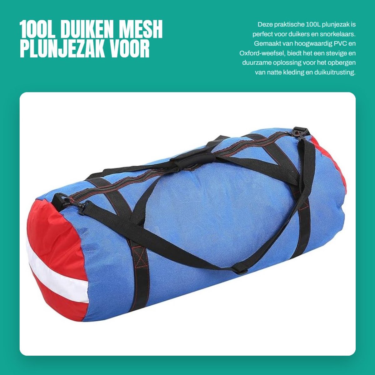 Dailygoods- Plunjezak 100L - Duikzak - Opvouwbaar - Mesh - Schoudertas - Handvat - Duurzaam PVC/Oxford