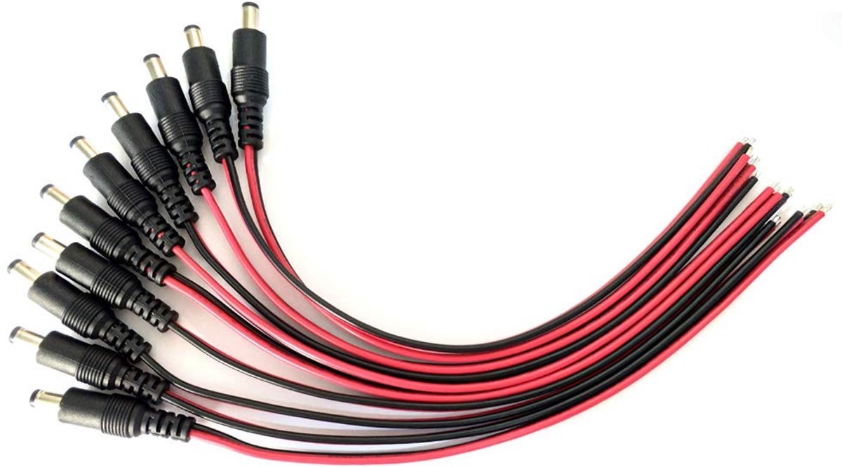 Dailygoods - 10pcs DC Power Kabel - Male Pigtail - 5.5 x 2.1mm - CCTV Kabel - Voedingsadapter - Geschikt voor beveiligingscamera's