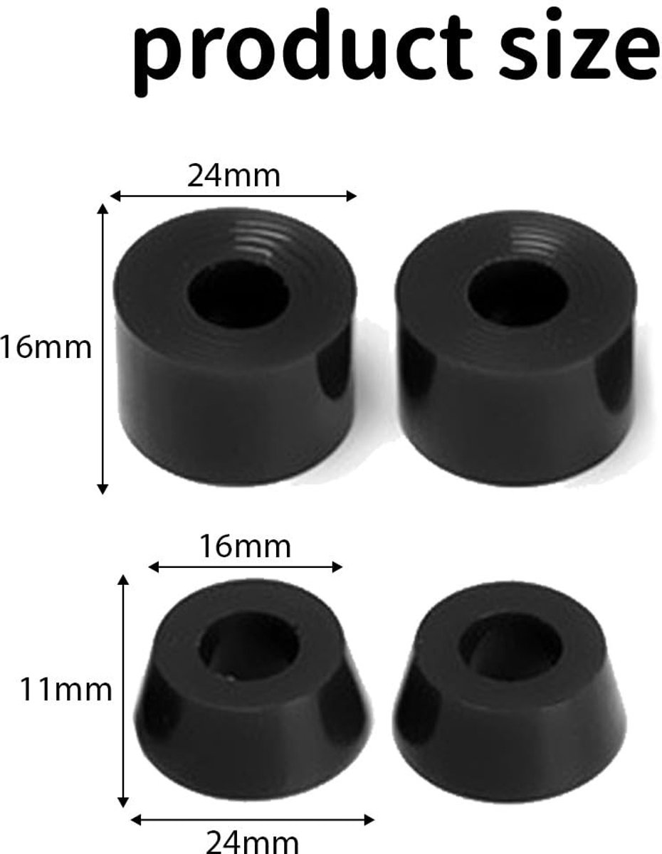 Dailygoods- Stuurbussen 4 stuks - Schokdempers - Bussen/Cups - Voor Skateboard/Longboard - Hoogwaardig PU-kunststof - Stabiliteit/Flexibiliteit - Skateboardbussen