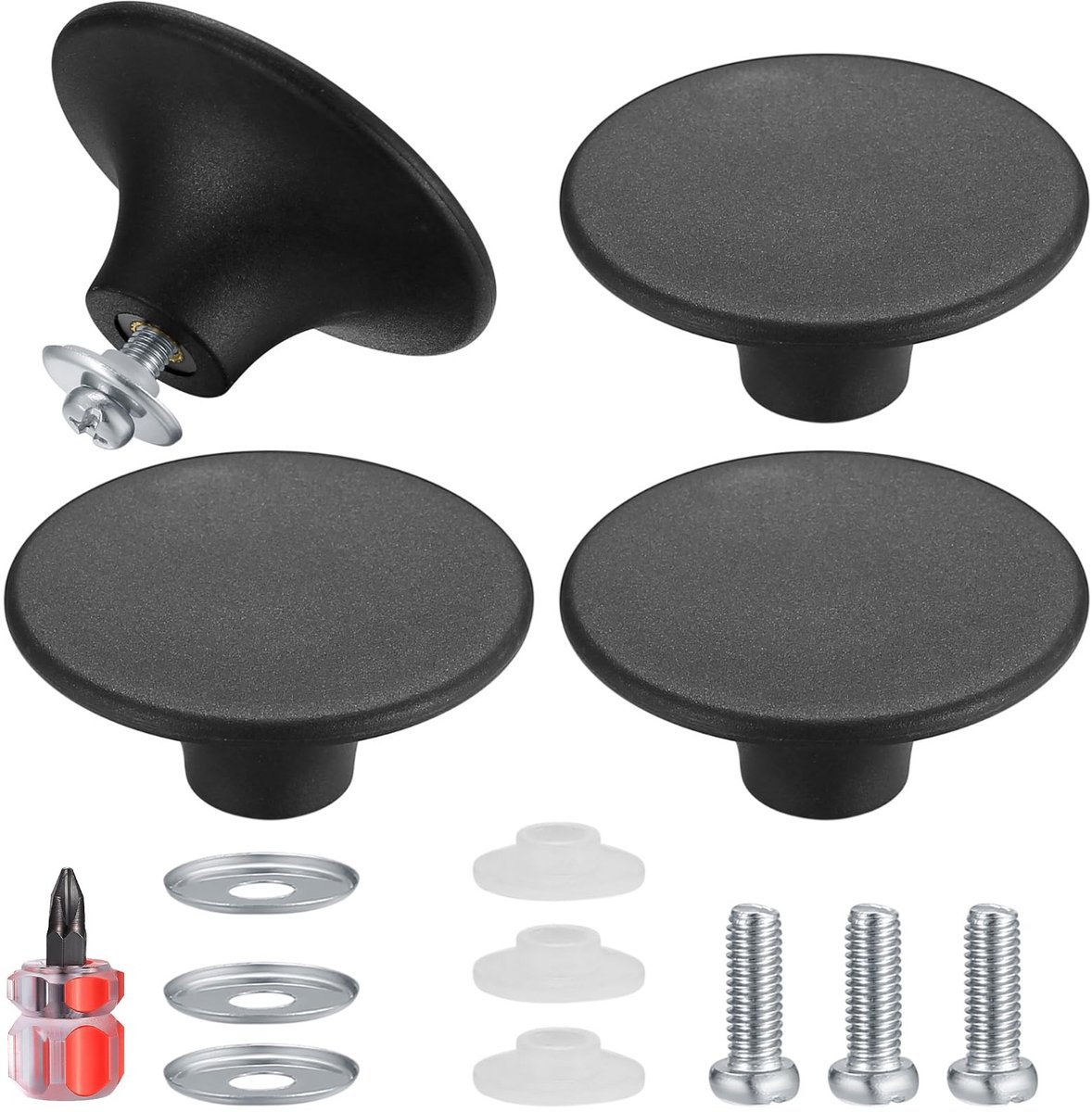 Dailygoods- Dekselknoppen Set van 4 - Universele Pan Lid Handgrepen - Bakelite/Roestvrij Staal - Ergonomisch Ontwerp - Temperatuur- en Slijtvast - Panhandvat