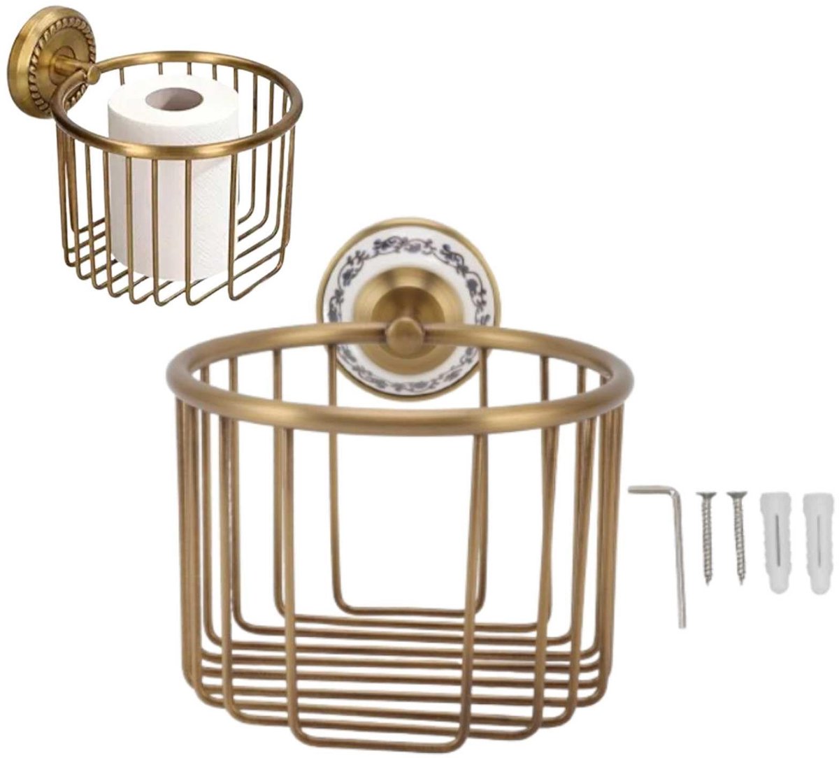 Dailygoods- Toiletrolhouder Goud - Toiletpapier Houder - Staand - Decoratief - Opslag - Organizer - Toiletpapierhouder