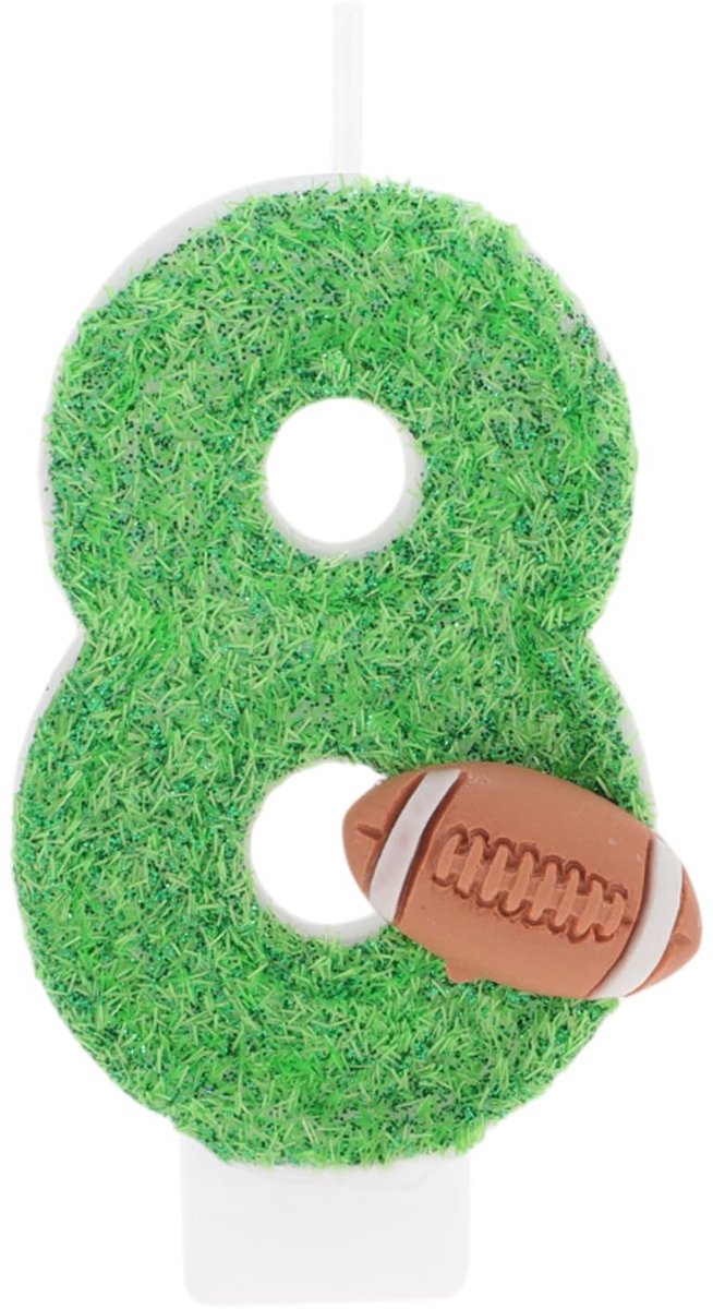 Dailygoods- Verjaardagskaarsen nummer 8 - Rugby Taartdecoratie - 3D-Design - Groen - Rookvrij - Veilig en Draagbaar - Taartkaarsen