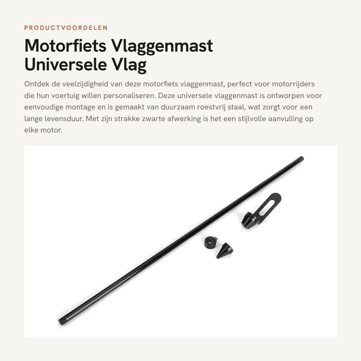 Dailygoods- Vlaggenmast Universeel - Motorfiets Vlaggenstokhouder - Roestvrij Staal - Zwart - Accessoires - Stabiele Prestaties - Vlaggenhouder