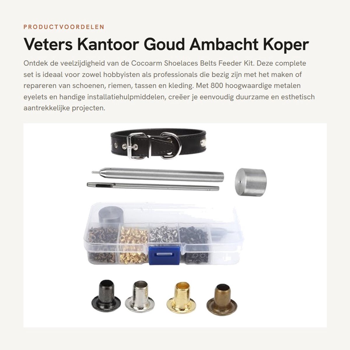 Dailygoods- Ogen Grommets Kit - 800 Stuks - Gouden/Onderdelen - Installatietools - Kunststof Opbergdoos - Duurzaam Materiaal