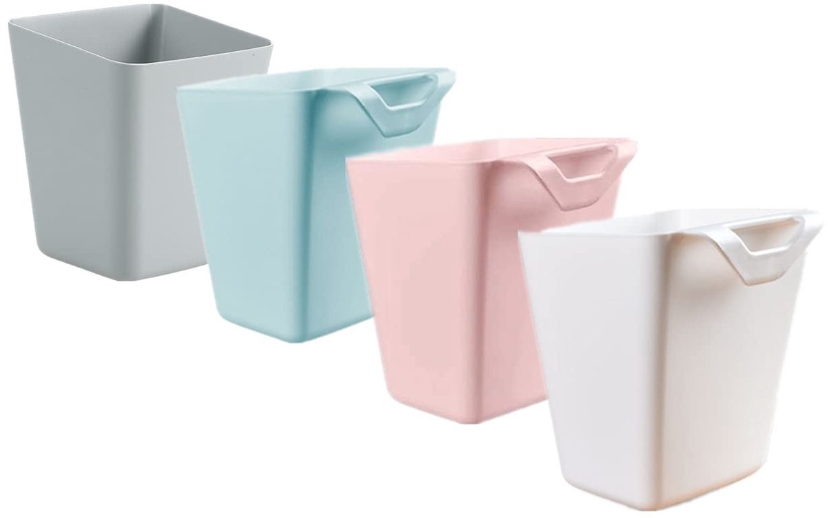 Dailygoods- Bekerhouder Hangend - 4 Stuks - Opbergcontainers - Keukenaccessoire - Organisator - Afmetingen 11,5x9,5x12/12,6 cm - Opbergcontainer