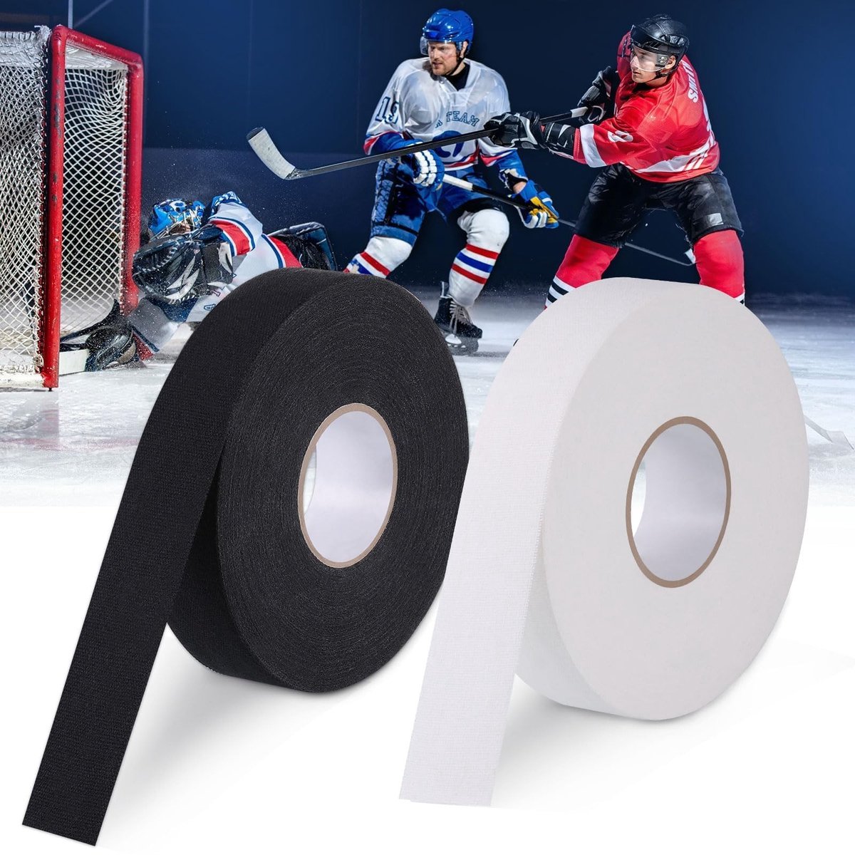 Dailygoods- IJshockey Tape 25m - Zelfklevende Gripband - Antislip Gripbanden - Zwart/Wit - Polyester-Katoenmix - Verlengt Levensduur Racket