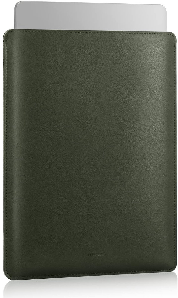 Dailygoods- Laptoptas Slank Design - PU-leer - Draagtas voor 14 Inch Laptop - Nachtgroen - Schokbestendig - Elegante Afwerking - Buitenafmetingen 33,3 x 25,2 x 0,6 cm - Laptop Sleeve