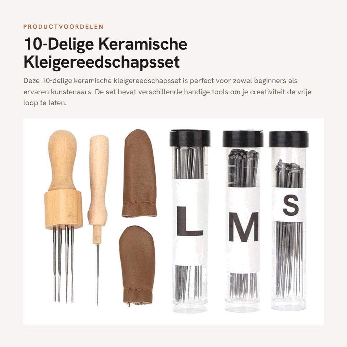 Dailygoods- Kleigereedschapsset 10-Delig - Houten Handvat - Naalden voor Pottenbakkerij/Modelleren - Geschikt voor Vele Materialen - Eenvoudig Op te Bergen - Verbeterde Werkefficiëntie - Naaldvilten Set