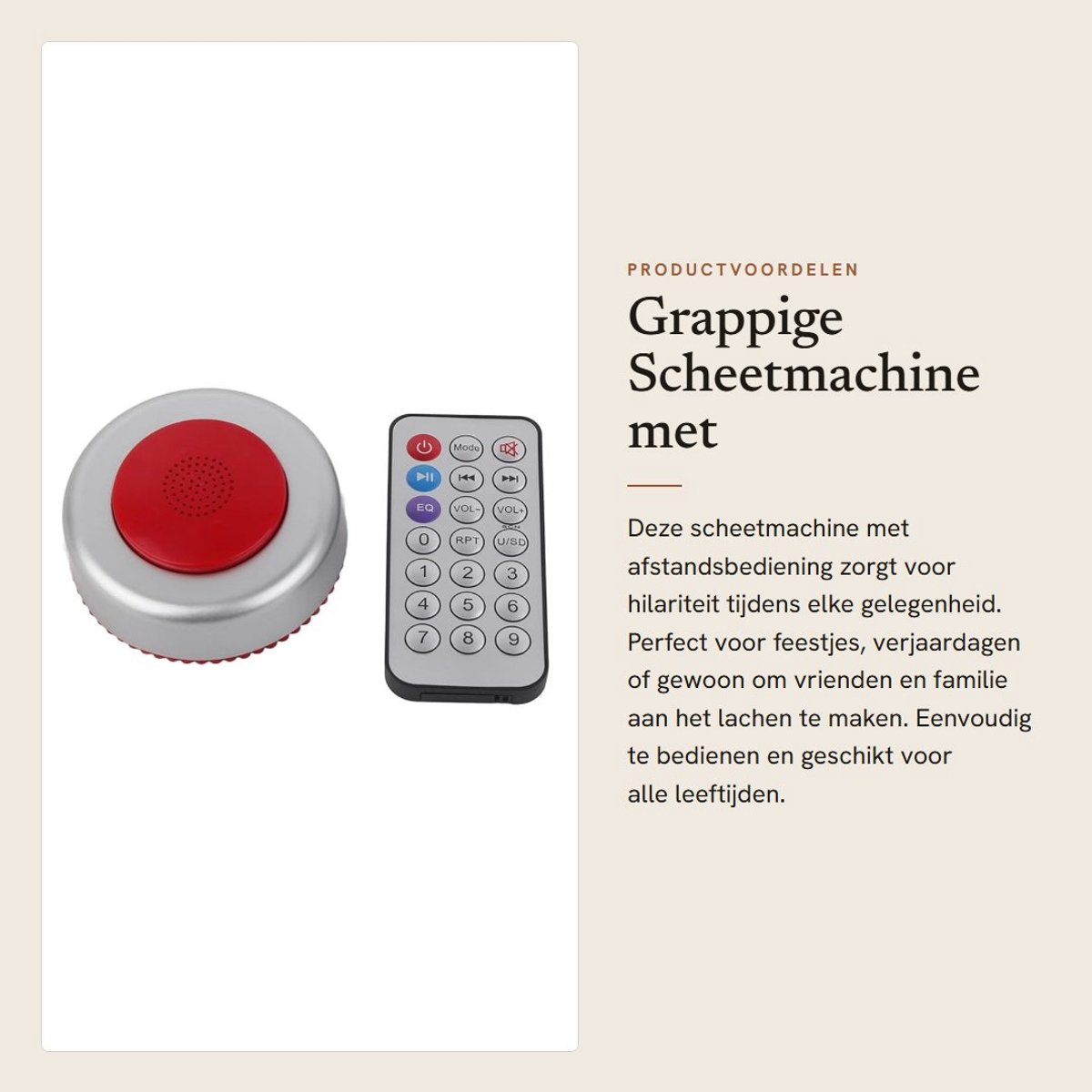 Dailygoods- Scheetmachine Grappige Prank - Elektronische Afstandsbediening - Nieuwigheid Speelgoed - Geluidseffect - Geschikt voor Feesten - Voor Familie en Vrienden - Grapjes Speelgoed
