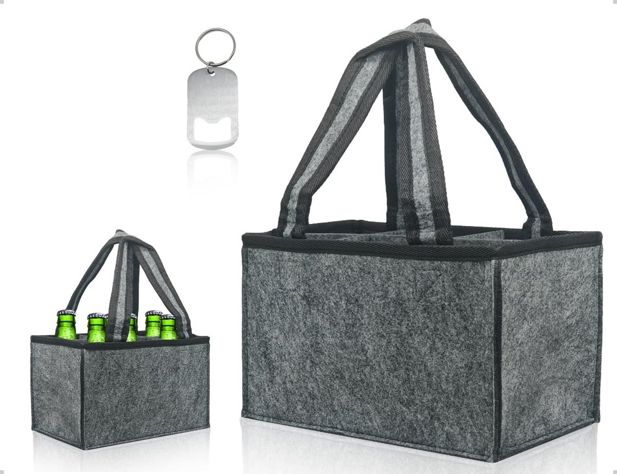 Dailygoods- Bierdrager voor 6 Flessen - Herbruikbare Draagtray - Grappige Tas - Ideaal voor Feestdagen - Perfect voor Picknick - Lichtgewicht Ontwerp - Biertas