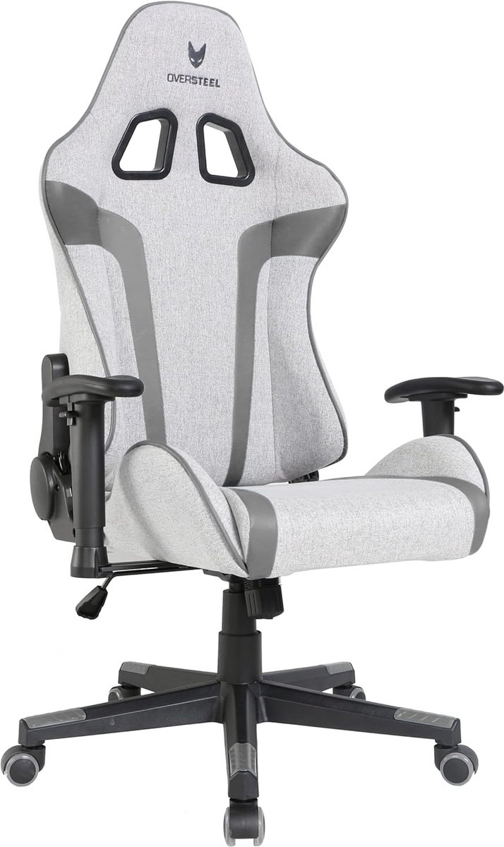 Gamestoel Stof - Race Stoel Computerstoel - Comfortabel Zitten - Ademende Stof - Tot 120 kg - Grijs — afbeelding 5