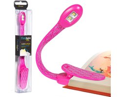 Leeslampje – Boeklamp LED – Lezen in bed – Dubbele LED – Flexibele hals – Roze blad