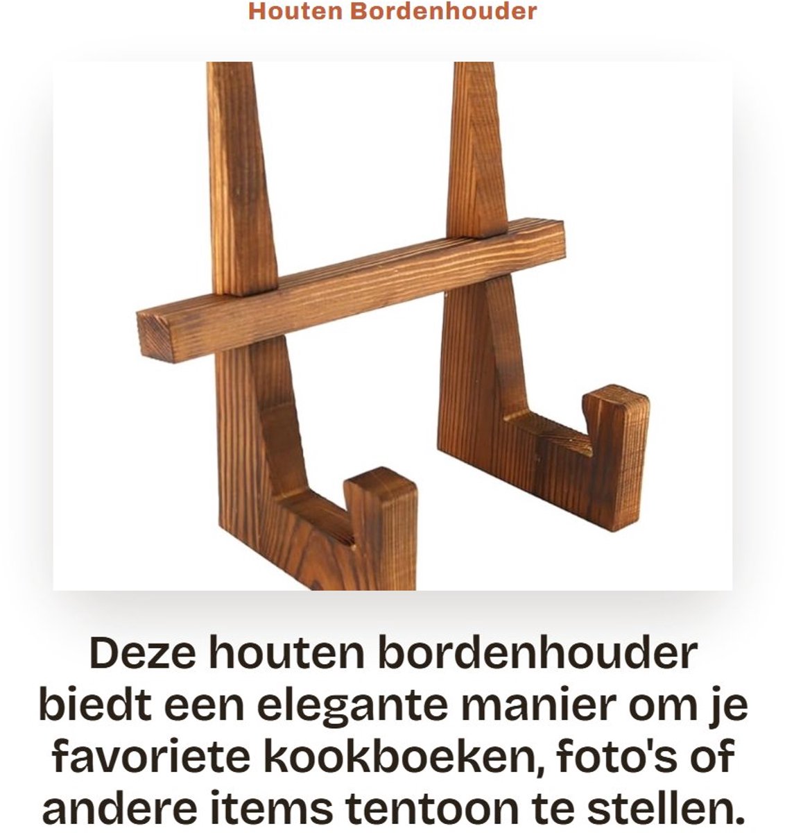 Dailygoods- Bordenhouder Houten - Display Standaard - Fotolijst - Kookboekhouder - Decorat