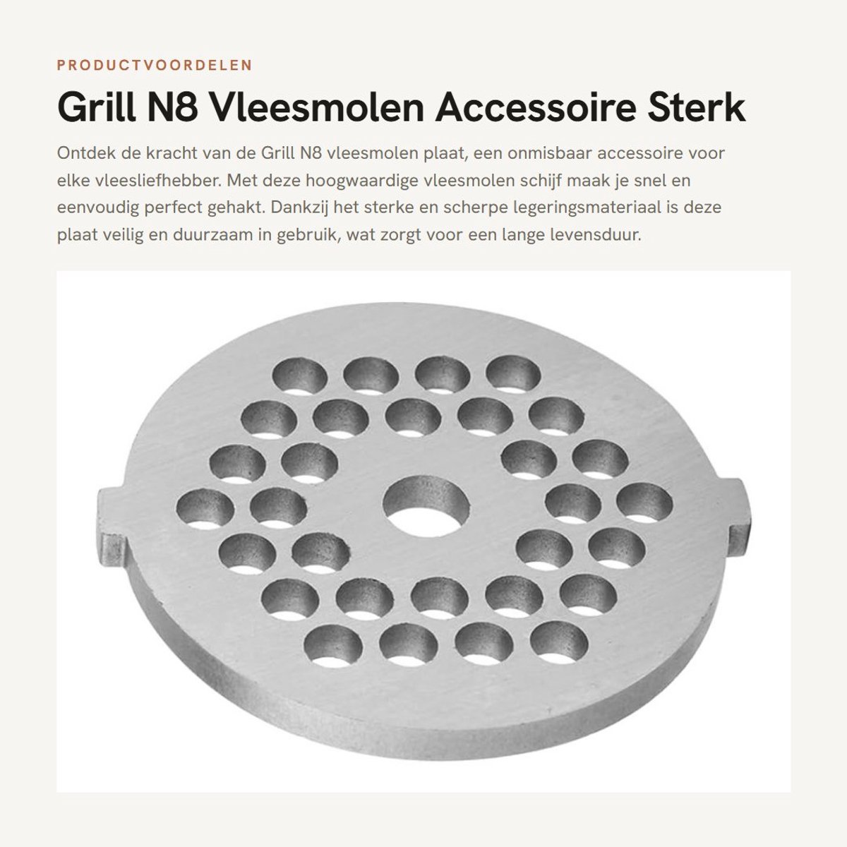 Dailygoods- Vleesmolenplaat 7Mm Gat - Vleesmolen Schijf - Vleesmolen Mes - Duurzaam Materiaal - Vaatwasmachinebestendig - Veilig en Milieuvriendelijk