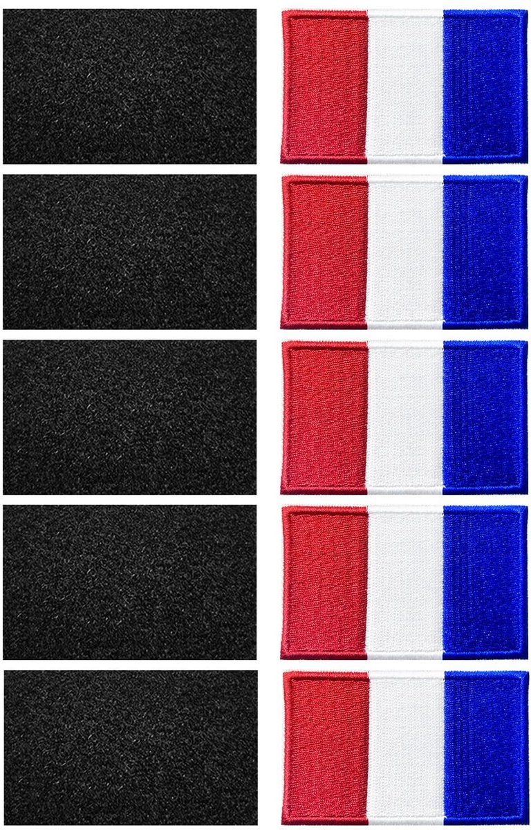 Dailygoods - Set van 5 Franse Klittenband Stickers met Vlag Motief