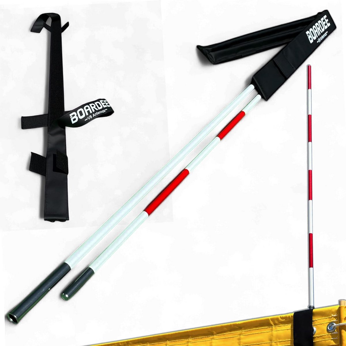 Volleybal antenneset - Netpalen set - Sportevenementen organiseren - Duurzaam zeildoek materiaal - 2 stuks - Zwart