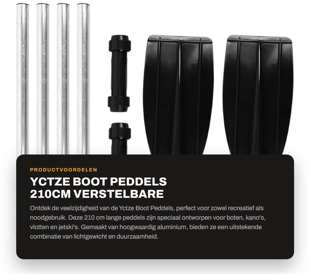 Dailygoods- Bootpeddels 210cm - Opblaaspeddel - Aluminium - Drijvende Peddel - Lichtgewicht - Duurzaam en Anticorrosie - Peddels