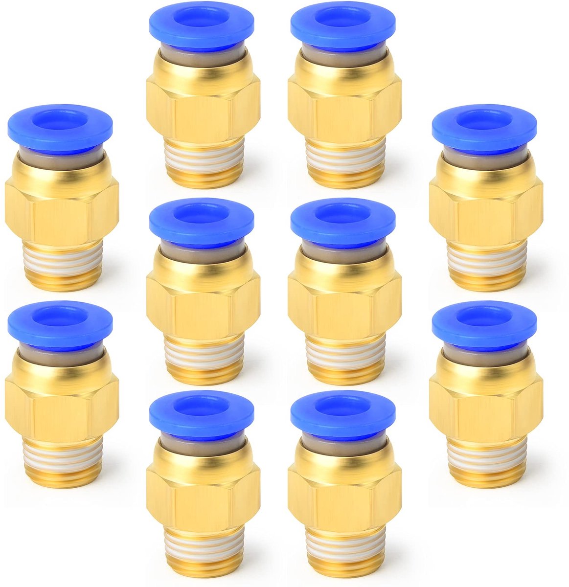 Dailygoods- Fittingen 10 Stuks - 10mm Buis OD - 1/4 BSP Mannelijke - Push-to-Connect - Duurzaam - Betrouwbaar Materiaal - Pneumatische Fittingen