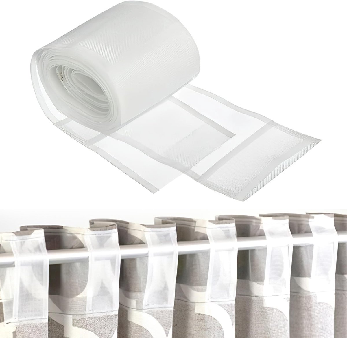 Dailygoods- Gordijnband 3 m - Verborgen Lusband - Plooiband - Wasbaar op 30 graden - 10 cm breed - 100% Polyester - Gordijnlint